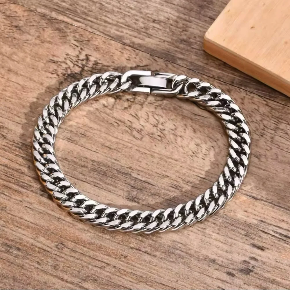 COPY - Men's Stainless Steel Link Chain Miami Cuban Bracelets for Male 8.27”